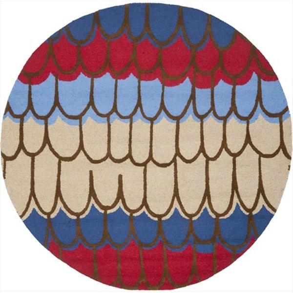 Safavieh 6 x 6 ft. Round Novelty Kids Blue and Multicolor Hand Tufted Rug SFK353A-6R